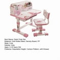 thumbnail image 5 of YNCE Kids Desk and Chair Set,Adjustable Girls School Writing Study Table,Ergonomic Desk Chair with Large Writing Board Pull Out Drawer Book Stand (Pink #3), 5 of 9