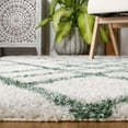 thumbnail image 4 of SAFAVIEH Berber Kyle Geometric Shag Area Rug, Ivory/Green, 6'7" x 6'7" Round, 4 of 11