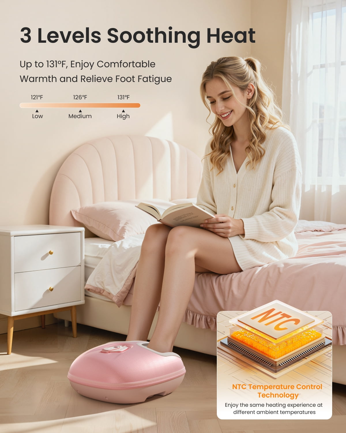 RENPHO Foot Massager Machine with Heat [2026 Upgraded], Shiatsu Foot Massager for Plantar Fasciitis, Gifts for Women Men Mom Dad, FSA Eligible HSA Store Eligible, Pink