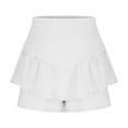 thumbnail image 6 of XFLWAM Women Flowy Skorts Shorts Casual Boho Ruffle Skirts Summer High Waisted Mini Skirt with Shorts Y2K Skirt, 6 of 7