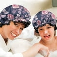 thumbnail image 6 of Shower Caps,Pioneer Flower Floral Print Pattern Waterproof Shower Cap for Women 4 Pieces,Double Reusable Hair Cover for Shower PEVA Elastic Stretch Hem, 6 of 7