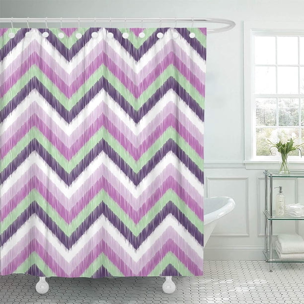 green geometric shower curtain