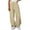 Khaki, variant on Lenpel Cotton Linen Pants for Women Baggy Elastic High Waisted Drawstring Wide Leg Casual Trousers Palazzo Lounge Pants with Pockets