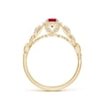 thumbnail image 2 of ANGARA Natural Nature Inspired Ruby Halo Ring with Leaf Motifs in 14K Yellow Gold for Women (Size-4mm) | July Birthstone, Birthday, Anniversary, Jewelry Gift for Women | Natural Ruby Ring, 2 of 9