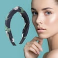 thumbnail image 2 of Unique Bargains 1 Pc Grace Lily Pattern Wide Cross Knot Headbands for Women Navy Blue, 2 of 6