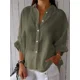 thumbnail image 1 of Camisa con cordones en la espalda para mujer, blusa de media manga de lino y algodón de Color liso, estilo dulce, Tops holgados informales para uso diario, novedad de verano 2024, 1 of 5