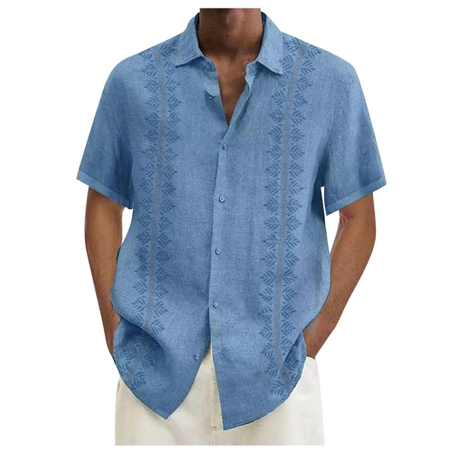 Designer Spring Summer Men's Casual Cotton Linen Solid Color Short Sleeve Shirts Loose Shirts 4XL