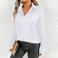 thumbnail image 2 of Timegard Satin Tops for Women Work Office Button up Shirts Long Sleeve Solid Color Casual Thin Tee, 2 of 7