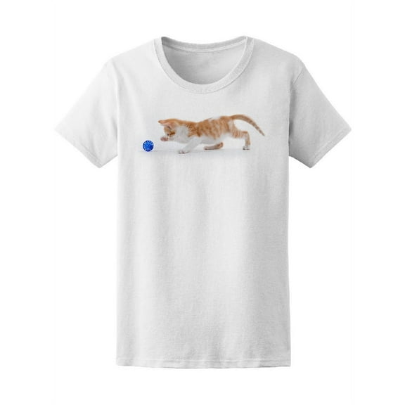 Cute Baby Kitten Plays With Ball Tee Women's -Image by Shutterstock