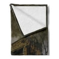 thumbnail image 2 of Rustic Soft Flannel Fleece Throw Blanket, Old Haunted Abandoned Wood House at the Dark Night with Bats Scary Horror Paint, Cozy Plush for Indoor and Outdoor Use, 70" x 90", Multicolor, by Ambesonne, 2 of 5