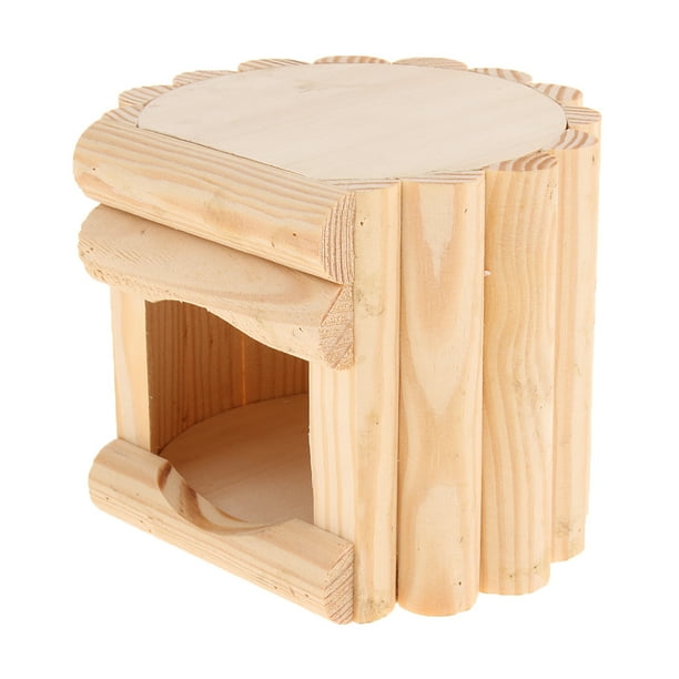 Cama para animales pequeños, juguete para hámster, jaula, casa de madera redondo