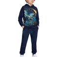 thumbnail image 2 of DISNIMO Flower Butterfly Hoodies Sets for Girls 2 Piece Outfits Fall Hoodies for Girls Pullover Sweatshirt with Pockets for Kids Hoodie And Jogger Set Boys Drop Shoulder Hoodie 6-7, 2 of 7