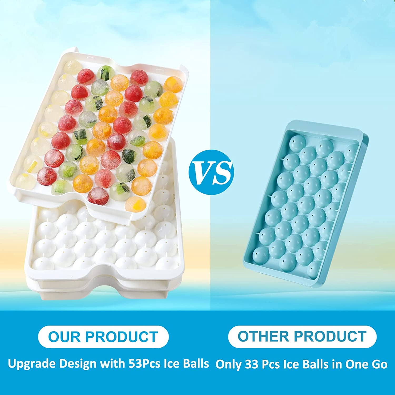 Round Ice Cube Tray with Lid and Bin,159PCS Sphere Ice Cube Mold for Freezer BPA Free Circle Ice Cube Trays for Making Ice Chilling Cocktail Whiskey Coffee