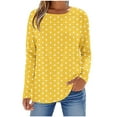 thumbnail image 2 of Heisall Womens Tops Long Sleeve Round Neck Tshirts Polka Dot Print, 2 of 5