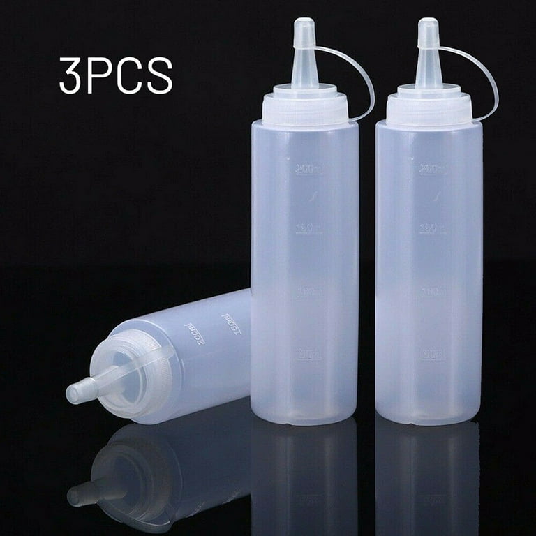 6pcs 16 OZ Plastic Three Hole Condiment Squeeze Bottles Perfect