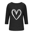 thumbnail image 6 of Ashirexll Long Sleeve Shirts for Women Winter Tops Printed Hooded Round Neck 3/4 Sleeve Casual Fall Blouse, 6 of 6