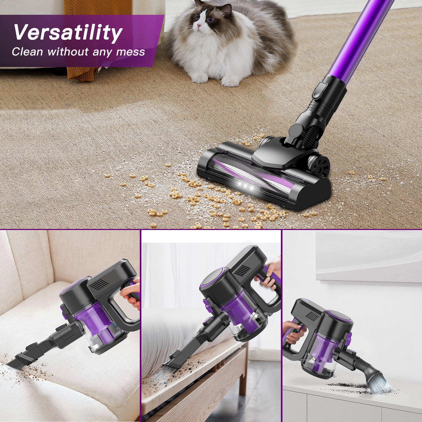 Texous Brushless Cordless Vacuum Cleaner Lightweight Bendable for Carpet Hard Floor Pet Hair House Cleaning P8od Floor Carpet Pet Hair