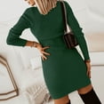 thumbnail image 4 of Vestido De Punto Acanalado Vestido De Punto Acanalado De Manga Larga Para Mujer Vestido De Jersey Ajustado Con Botón De Cuello Redondo De Color Puro Para Citas De Fiesta Verde ANGGREK Otros, 4 of 6