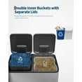 thumbnail image 2 of EuKer Metal Trash Can, 2 x 10.6 Gal Double Garbage Can with Removable Inner Bucket for Indoor/Outdoor, Silver, 2 of 5