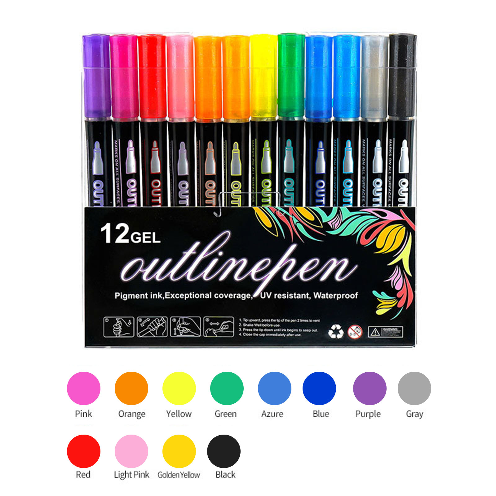 Marker Pen Smooth Flowi Double Line Glittering Gel Pen For Drawing Writing On Multiple Surfaces Fade Resistant Art Tools
