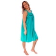 thumbnail image 3 of Women's Silky Feeling Sleeveless Tricot Nightgown with Floral Lace Design, Teal, Size 2XL, 3 of 5