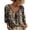 Khaki, variant on Women Abstract Geometric Print Drawstring V Neck Ruffled Top,Khaki,S