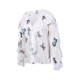 thumbnail image 2 of Nituyy Women Tops Button-down Solid Color/Letter/Butterfly/Plant Print Ruffle Shirt, 2 of 9