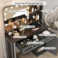 thumbnail image 5 of Vanity Desk with Lighted Mirror, 39.4 inch Vintage Makeup Table with Power Outlet, Bedroom Vanity Dressing Table with Adjustable Lights & 2 Drawers, Gifts for Teen Girls Women, Black, 5 of 9
