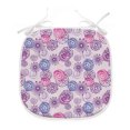 thumbnail image 1 of Purple Dining Chair Pad, Watercolor Style Floral Fireworks Blooming Flowers Abstract Spiral Doodle Spots Art, Water Resistant Pillow with Straps for Seats, 12 Pieces Set, Blue Pink, by Ambesonne, 1 of 5
