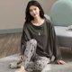thumbnail image 1 of Pijama de algodón puro para mujer, traje informal holgado Simple de manga larga, 5XL talla grande, modelos de primavera y otoño, servicio a domicilio, 1 of 4