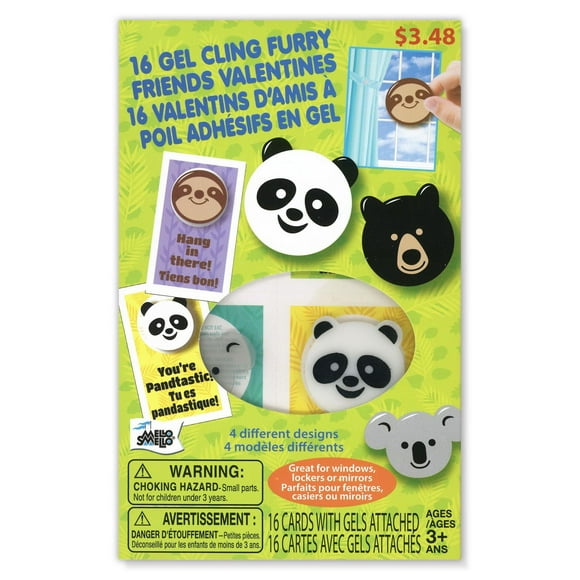 Mello Smello 16CT Cling Furry Friends Valentines Kiddie Cards