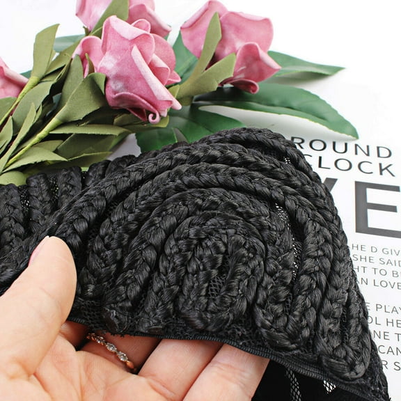 HEALEEP 2pcs Easier Sew Black Cornrow Braids Crochet Wig Caps Elastic Sew Dome Net Wig Caps for Making Braiding Wigs(Black)