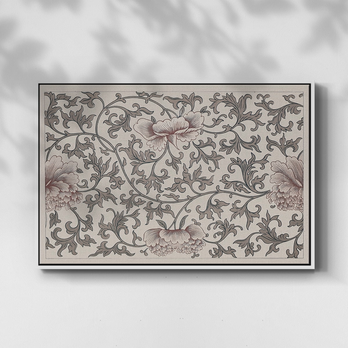 Vintage Abstract Print-XVII Framed in White Wood Gallery Wrapped Canvas 17 in. x 25 in.