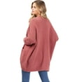 thumbnail image 3 of Lana Roux Women's Juniors Popcorn Fuzzy Eyelash Knit Cardigan (Berry, M/L), 3 of 3