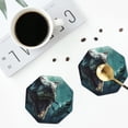 thumbnail image 4 of Yiaed Underwater Dinosaur Shark Print Leather Coasters for Drinks - Cup Coasters Coffee Table Kitchen Table Bar, Home & Office Gifts Handmade Drink Coasters-Octagon, 4 of 6