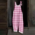 thumbnail image 2 of JULMCOMO Plus Size Jumpsuits for Women Plaid Print Tie Strap Scoop Neck Loose Fit Overalls Sleeveless Vacation Casual Jumpsuits Hot Pink M, 2 of 5