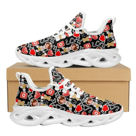 

Lovely Nurse First Aid Design Mesh Running Shoes for Lightweight Wear-Resistant Platform Sneakers Women s Nursing Shoes