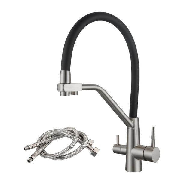 Grifo de cocina de purificación, grifo mezclador de cocina de 3 vías para interior y exterior, hogar para Hotel, oficina, restaurante, grifo de arco A con tubos