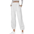 thumbnail image 2 of Blmnix Slacks Baggy Pants Women Lounge Pants Waffle Knit White Womens Pants Summer Wide-Leg Palazzo Ankle Length High Waist Trousers, 2 of 6