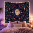 thumbnail image 2 of Personified Moon Face with Sunburst Against Navy Starry Sky, Mystical Celestial for Space Lovers, Ornate Holiday Art Decor Christmas Gift, Tapestry Wall Hanging for Bedroom and Living Room, 2 of 7