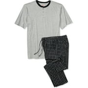 Big Men's Henley and Plaid Pants Sleep Set, Size 2XL
