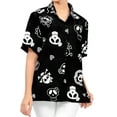 thumbnail image 4 of HAPPY BAY Women's Beach Costumes Blouse Shirt Cute Hawaiian Skull Print Tops Short Sleeve Button Down Holiday Party Shirts for Women M Cartoon Vintage Black, 4 of 5