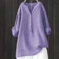 thumbnail image 3 of Kwasome Summer Blouses For Women 2024 Solid Color Loose Plus Size Long Sleeve Texture Dress Shirt Daily Wear Xl Purple, 3 of 4