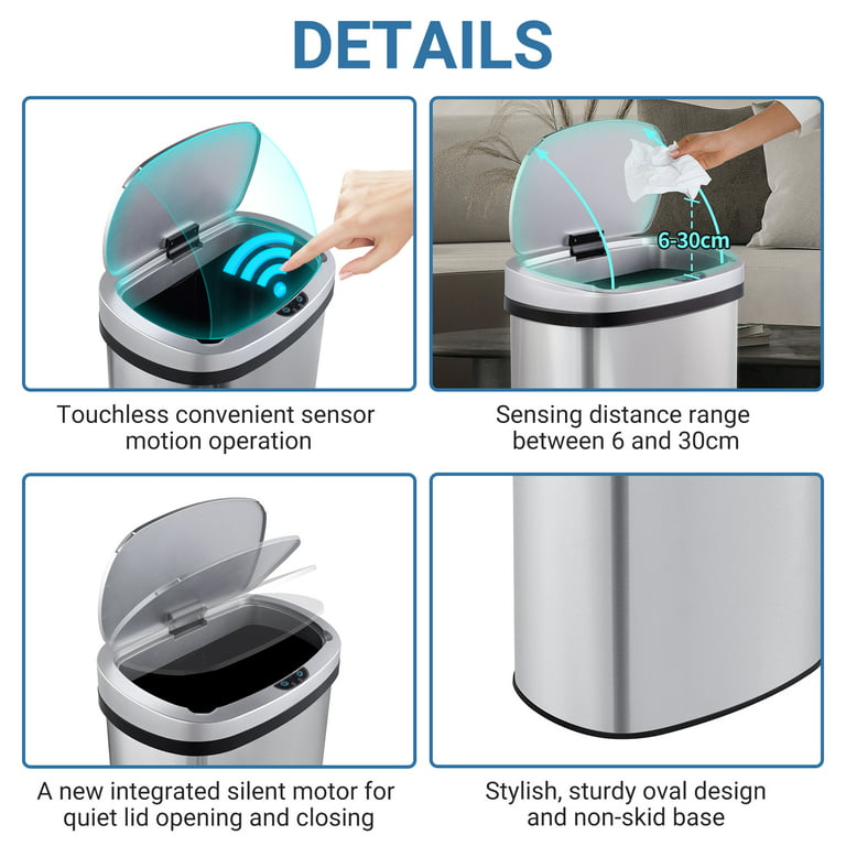 Innovaze 13 Gallon / 50 Liter Fingerprint Free Stainless Steel