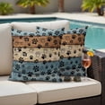 thumbnail image 4 of Blue Brown Outdoor Waterproof Pillow Covers, Rustic Farmhouse Dog Paw Vintage Decorative Square Throw Pillowcase Sofa Cushion Sham for Patio/Couch/Chair, 26"x26" 2 Pack, 4 of 8