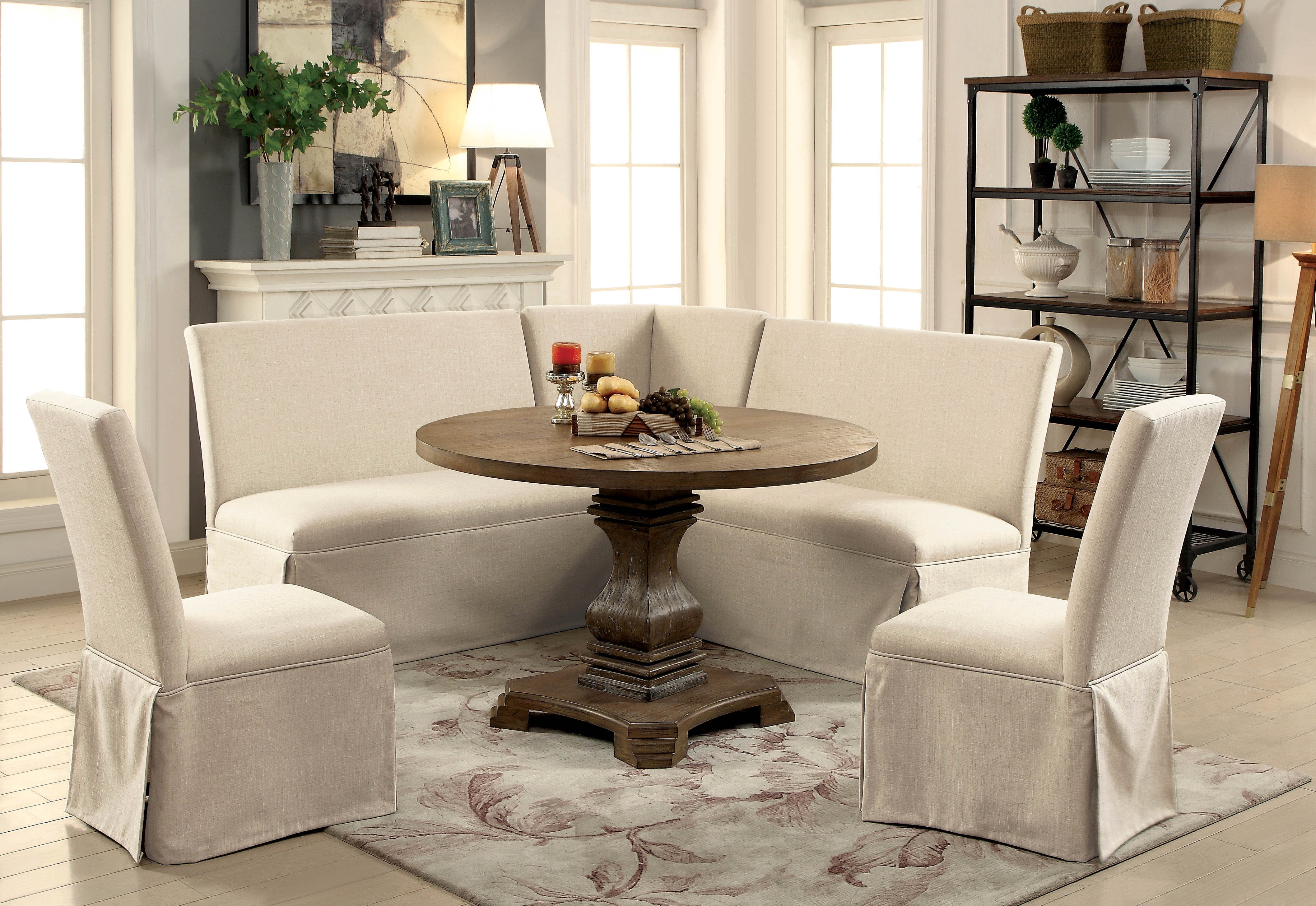 Furniture Of America Anton Traditional Pedestal Dining Table Rustic Oak Walmart Com Walmart Com