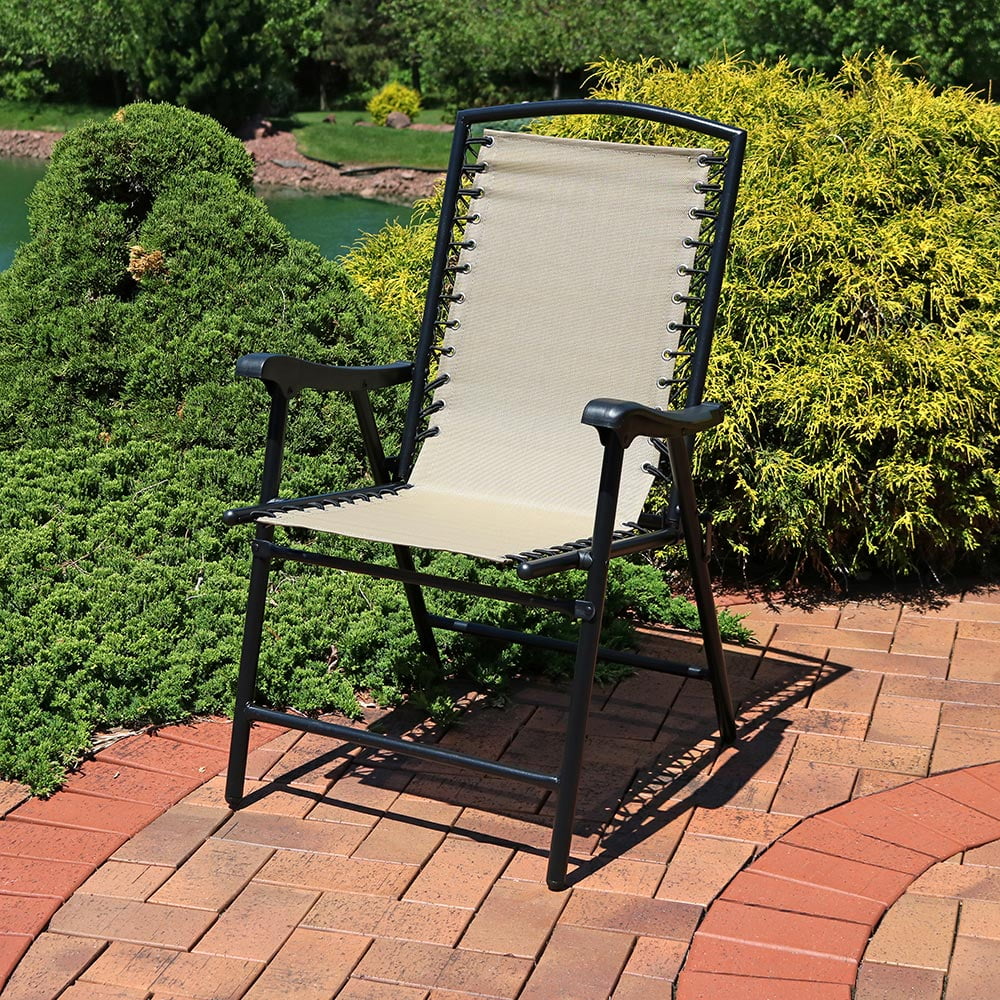 sunnydaze outdoor folding suspension lounge chair, portable patio and