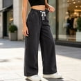 thumbnail image 2 of Falkdiz Girls Denim Pants Outdoor Gift Trousers Relaxed fit Wide Leg Solid Color Elastic Waist Drawstring Pockets for Girls Casual , Black , Size: 10, 2 of 8
