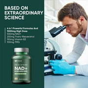 NAD+ Supplement with Resveratrol - 120 Capsules, 40% NAD+ Boost, Anti-Aging Cellular Energy & Repair