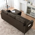 thumbnail image 6 of JERFIT Modern Fabric Sofa with Storage Ottoman, Brown 3-Seater Couch for Living Room, Comfortable Convertible Lounge Sleeper Sectional with Thick Foam Cushions, 6 of 10